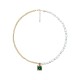 Half Chain Freshwater Pearl Necklace with Emerald Pendant
