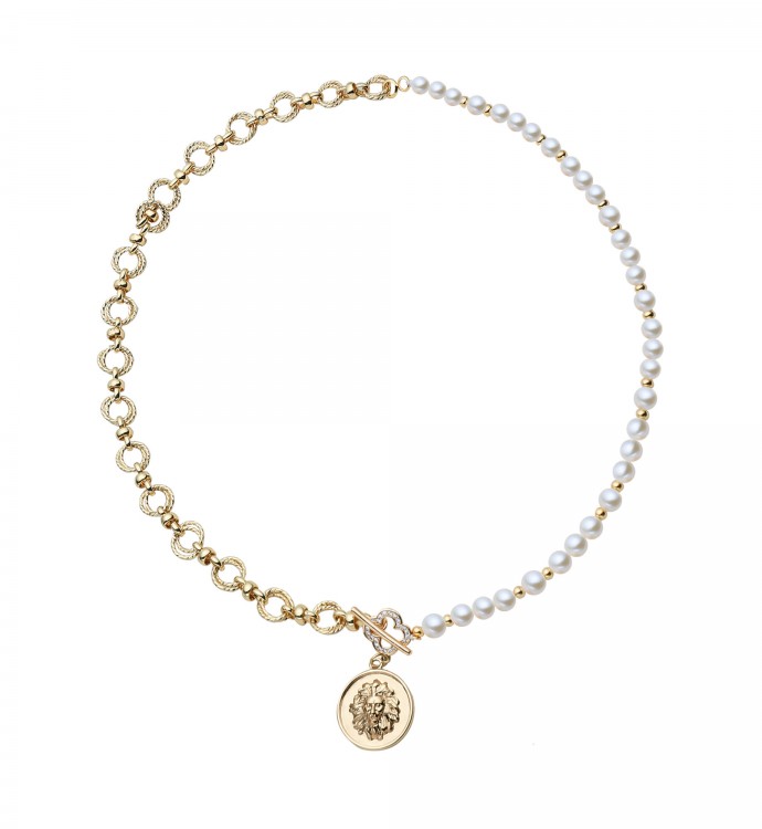 Baroque Pearl Openwork Clover Coin Pendant Necklace