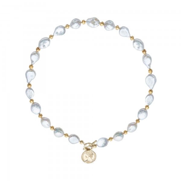 Half Emerald / Half Pearl Necklace - LINDSEY LUCAS JEWELRY