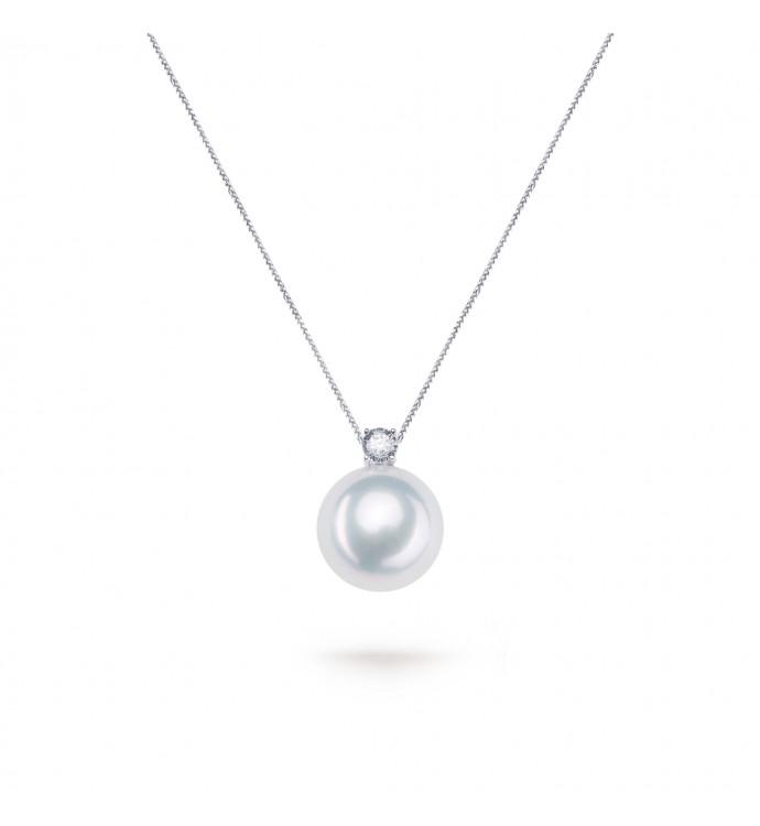 12.0-13.0mm White Freshwater Pearl Dion Pendant in Sterling Silver - AAAAA Quality