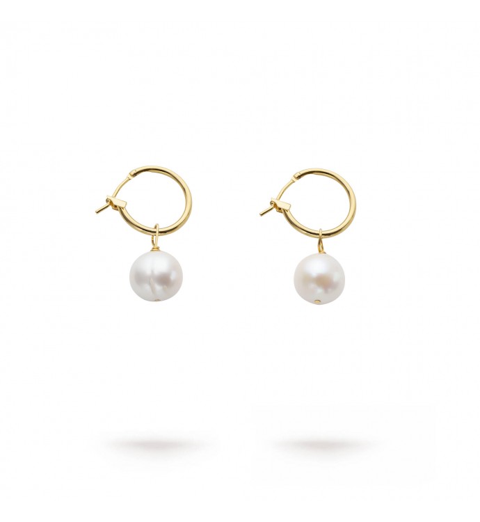 White Freshwater Pearl Hoop Earrings