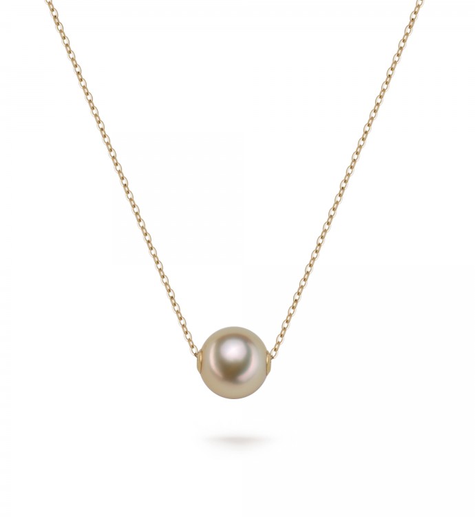 10.0-11.0mm Golden South Sea Pearl Floating Pendant in 18K Gold - AAA Quality