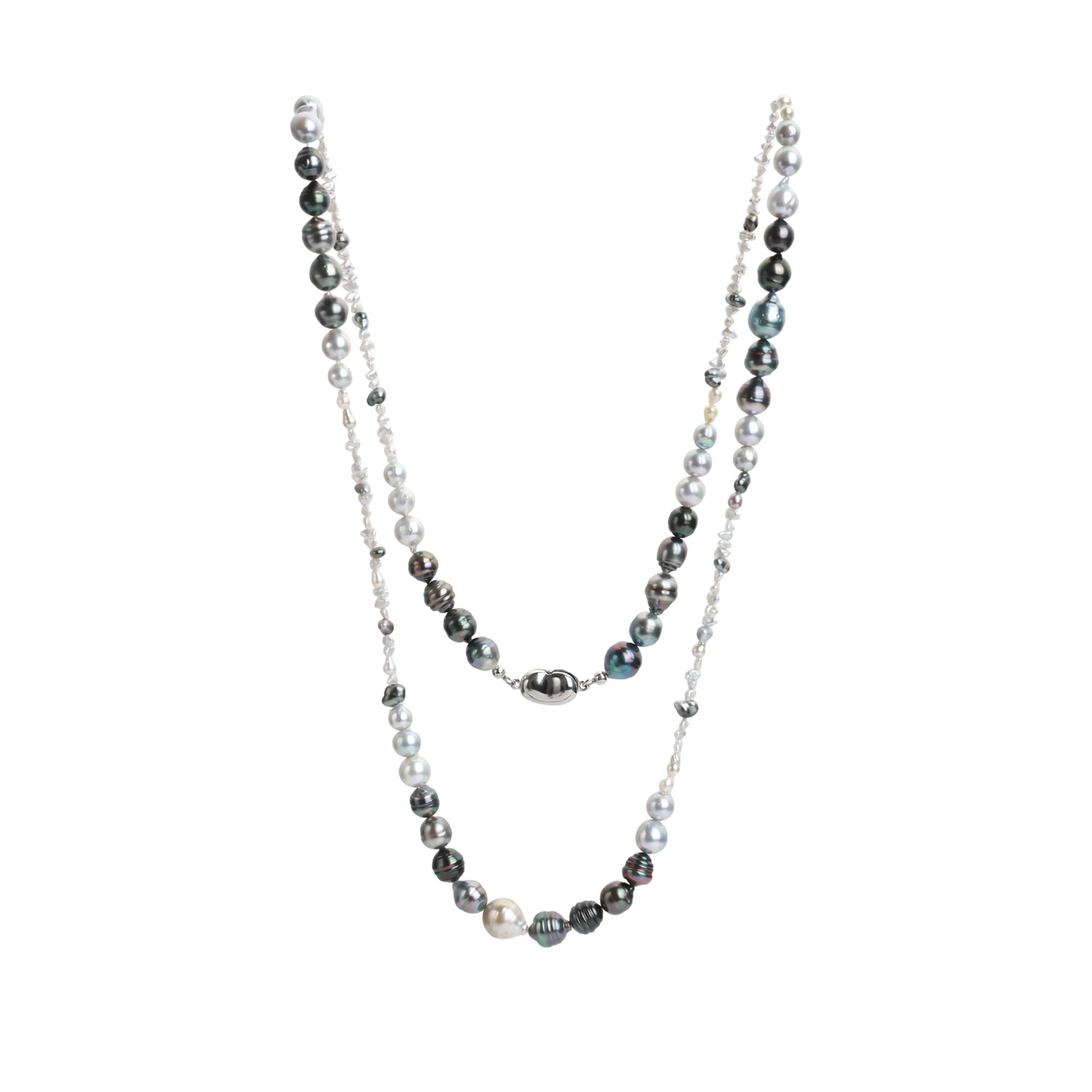 Tahitian Baroque and Keshi Seawater Pearl Necklace