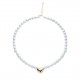 White Freshwater Heart Pendant Choker Necklace - AAA Quality