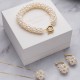 White Multi-strand Rice Freshwater Pearl Isabel Jewelry Set Of 3