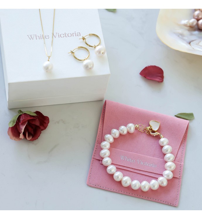 White Freshwater Pearl Love Jewelry Set Of 3