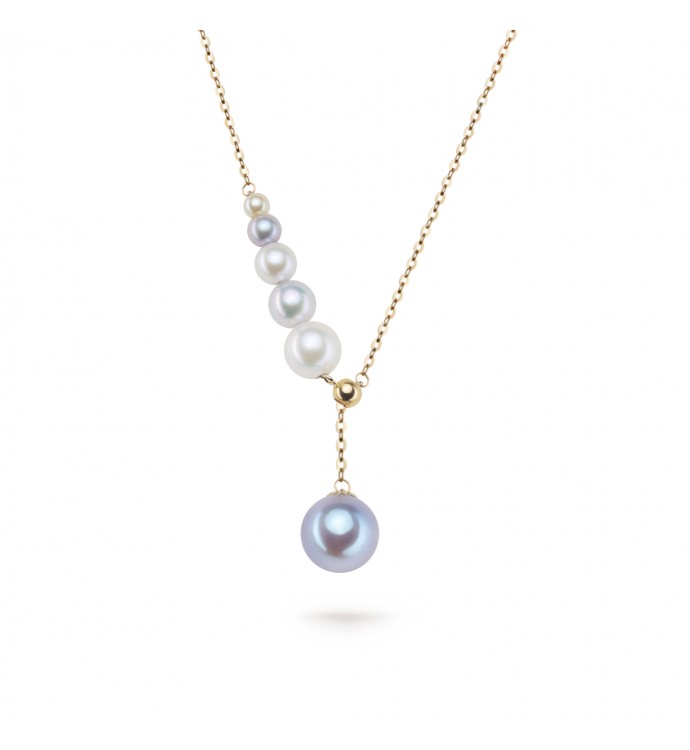 2.5-8.5mm Akoya Pearl Magic Aurora Pendant in 18K Gold - AAAA Quality