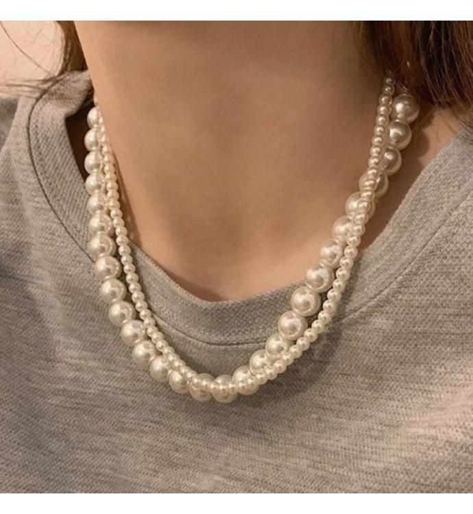 3.5-4.0mm and 9.0-10.0mm White Freshwater Pearl Necklace Set