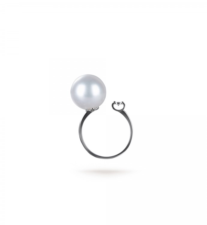 12.0-13.0mm White South Sea Pearl Starlight Ring in 18K Gold - AAAAA Quality