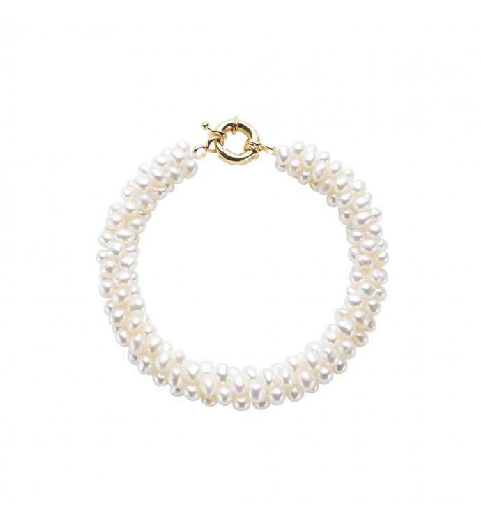 White Multi-strand Rice Freshwater Pearl Bracelet