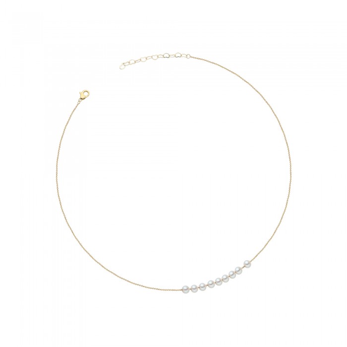 White Freshwater Pearl and Gold Statement Choker