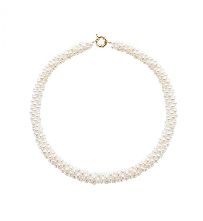 White Vintage Multi-strand Rice Freshwater Pearl Necklace