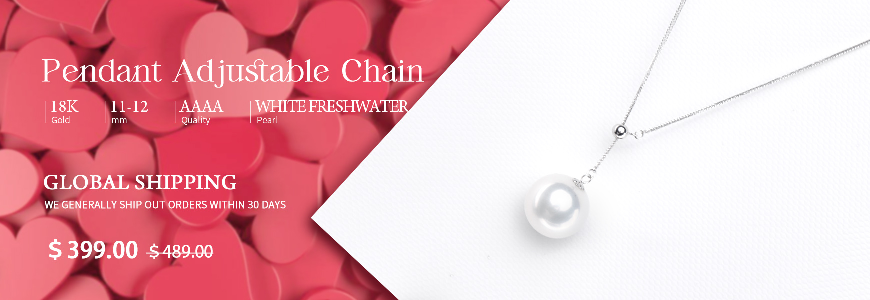 2.5-8.0mm Akoya Pearl Smile Pendant in 18K Gold - AAAA Quality