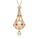 14.0-15.0mm Pearl & Diamond Lavalier Necklace in 18k Yellow Gold