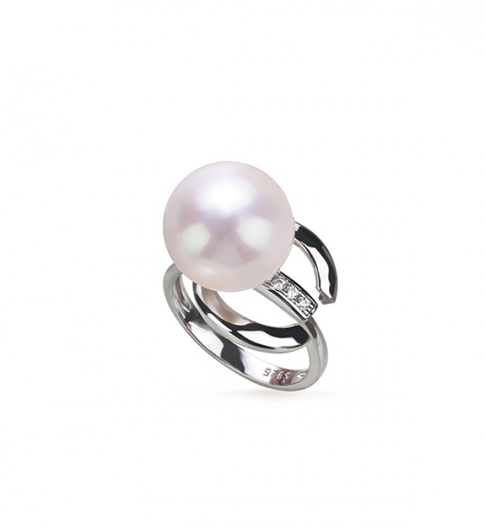 12.0-13.0mm White Freshwater Pearl Ivy Ring - AAAAA Quality