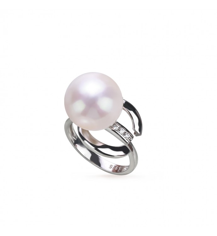 12.0-13.0mm White Freshwater Pearl Ivy Ring - AAAAA Quality