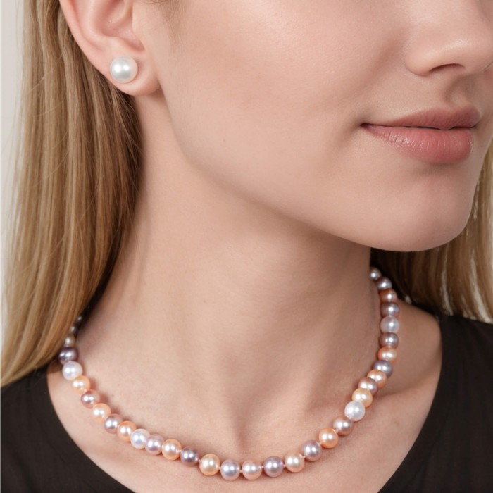 16 Inch 7.5-8.0 mm AA+ Multicolor Freshwater Pearl Necklace