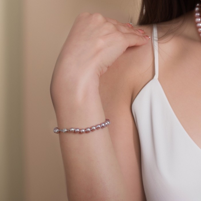 5.5-6.0mm Lavender Freshwater Pearl Bracelet - AAAA Quality