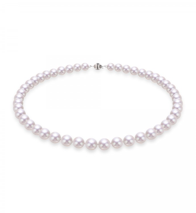 9.0-10.0mm White Freshwater Pearl Necklace - AAAAA Quality