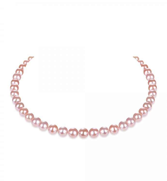 9.0-10.0mm Peach Freshwater Pearl Necklace - AAA Quality