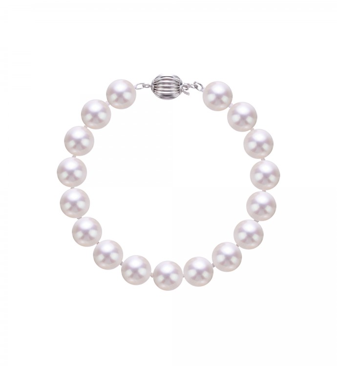 9.0-10.0mm White Freshwater Pearl Bracelet - AAAAA Quality