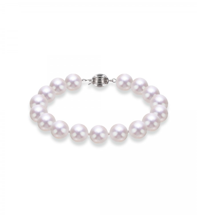 9.0-10.0mm White Freshwater Pearl Bracelet - AAAAA Quality