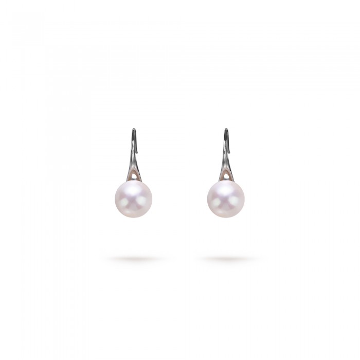 7.5-8.0mm White Freshwater Pearl Honey Dangle Earrings in Sterling Silver - AAAA Quality