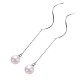9.0-10.0mm White Freshwater Pearl Flicker Dangle Earrings in Sterling Silver - AAAAA Quality
