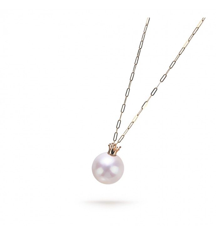 13.0-14.0mm White Freshwater Pearl Crown Cage Pendant in 18K Gold - AAAAA Quality