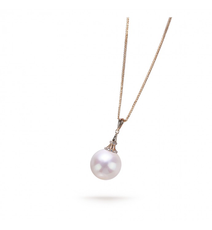 13.0-14.0mm White Freshwater Pearl Darling Pendant in 18K Gold - AAAAA Quality