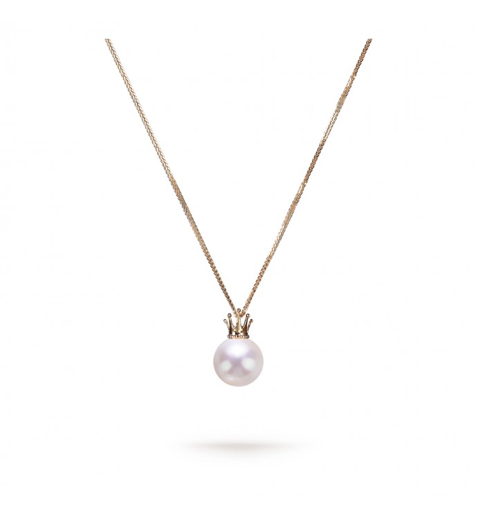 9.0-10.0mm White Freshwater Pearl Princess Pendant in 18K Gold - AAAAA Quality