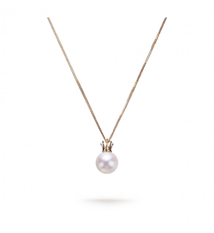 9.0-10.0mm White Freshwater Pearl Princess Pendant in 18K Gold - AAAAA Quality