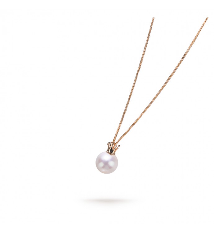 9.0-10.0mm White Freshwater Pearl Princess Pendant in 18K Gold - AAAAA Quality