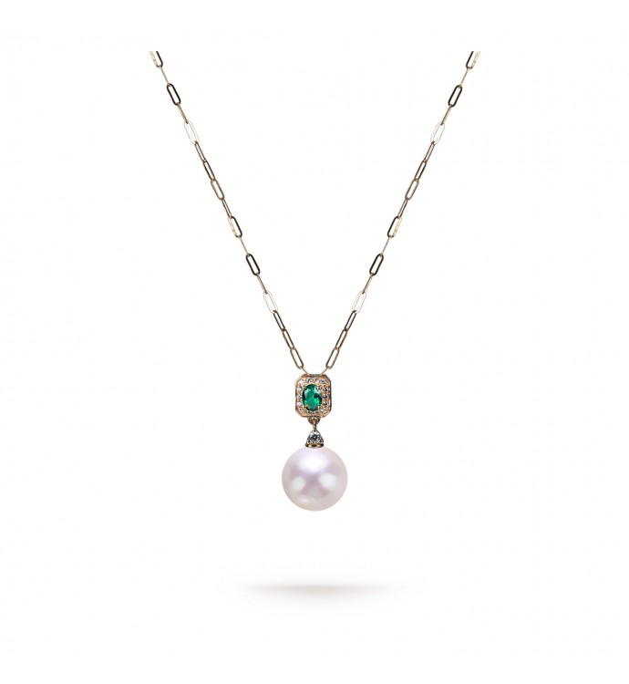 9.0-10.0mm White Freshwater Pearl Vintage-Style Pendant in 18K Gold - AAAAA Quality