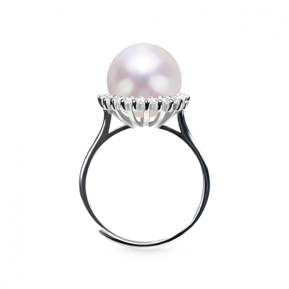 9.0-10.0mm White Freshwater Pearl Halo Ring - AAAAA Quality