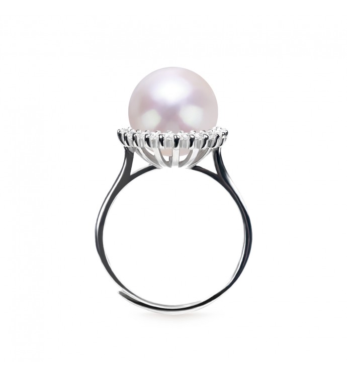 9.0-10.0mm White Freshwater Pearl Halo Ring - AAAAA Quality