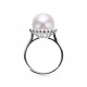 9.0-10.0mm White Freshwater Pearl Halo Ring - AAAAA Quality