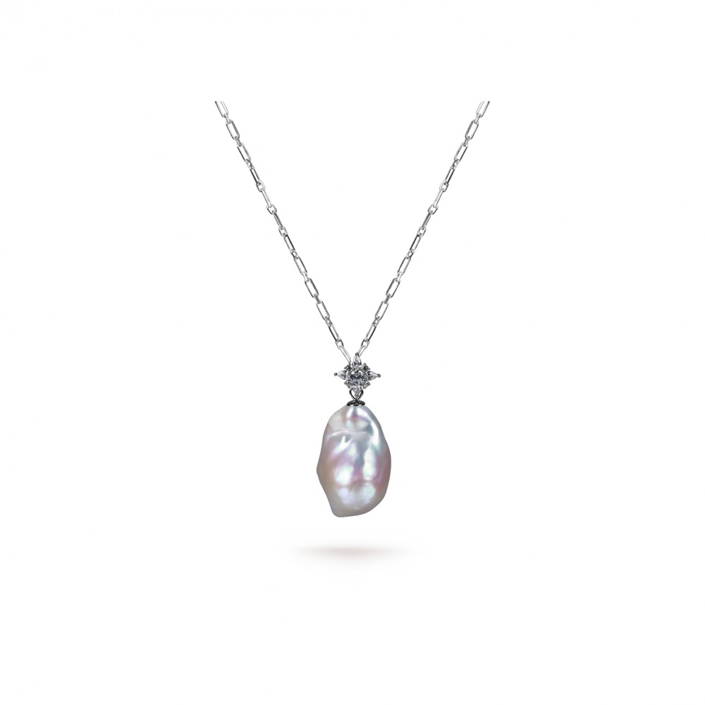 White Freshwater Baroque Pearl Stella Pendant in Sterling Silver