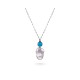 White Freshwater Baroque Pearl Turquoise Pendant in Sterling Silver